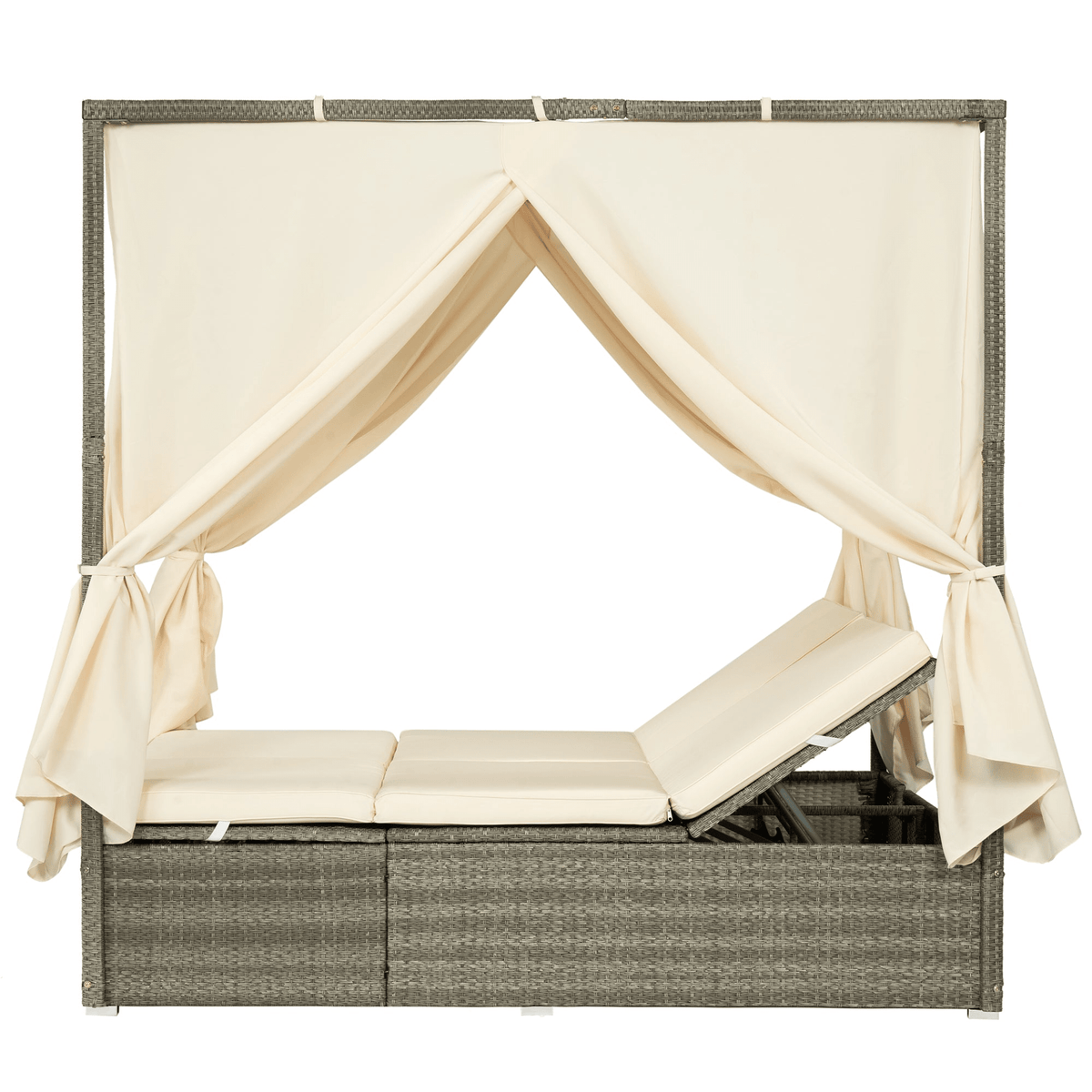 Adjustable Sun Bed with Curtain High Comfort Outdoor Lounger for Relaxation - Mervyns