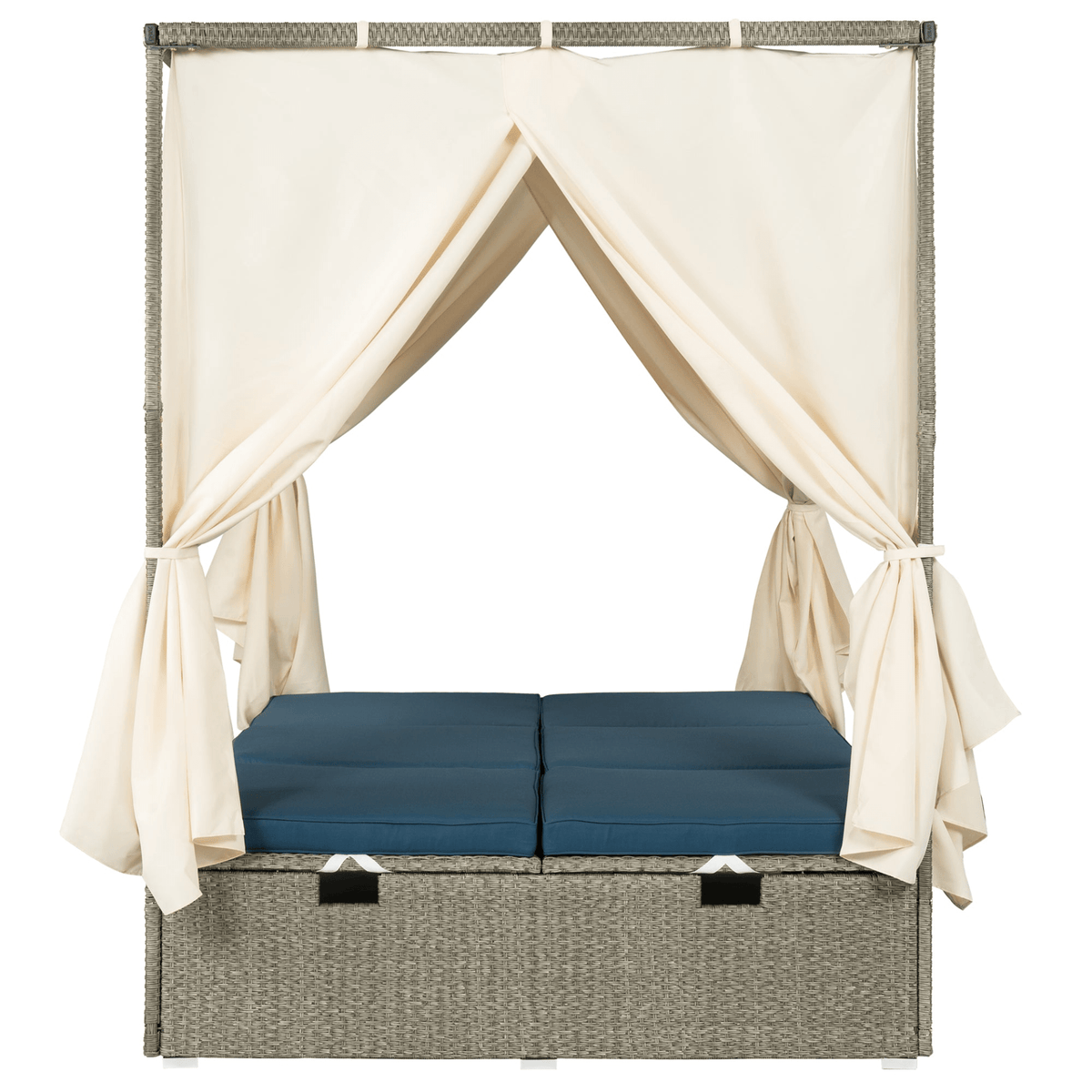 Adjustable Sun Bed with Curtain High Comfort Outdoor Lounger for Relaxation - Mervyns