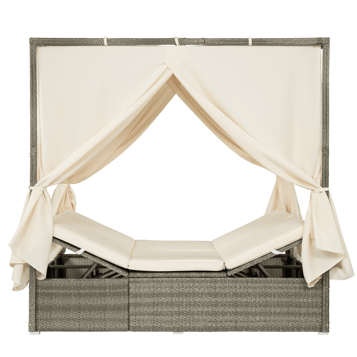 Adjustable Sun Bed with Curtain High Comfort Outdoor Lounger for Relaxation - Mervyns