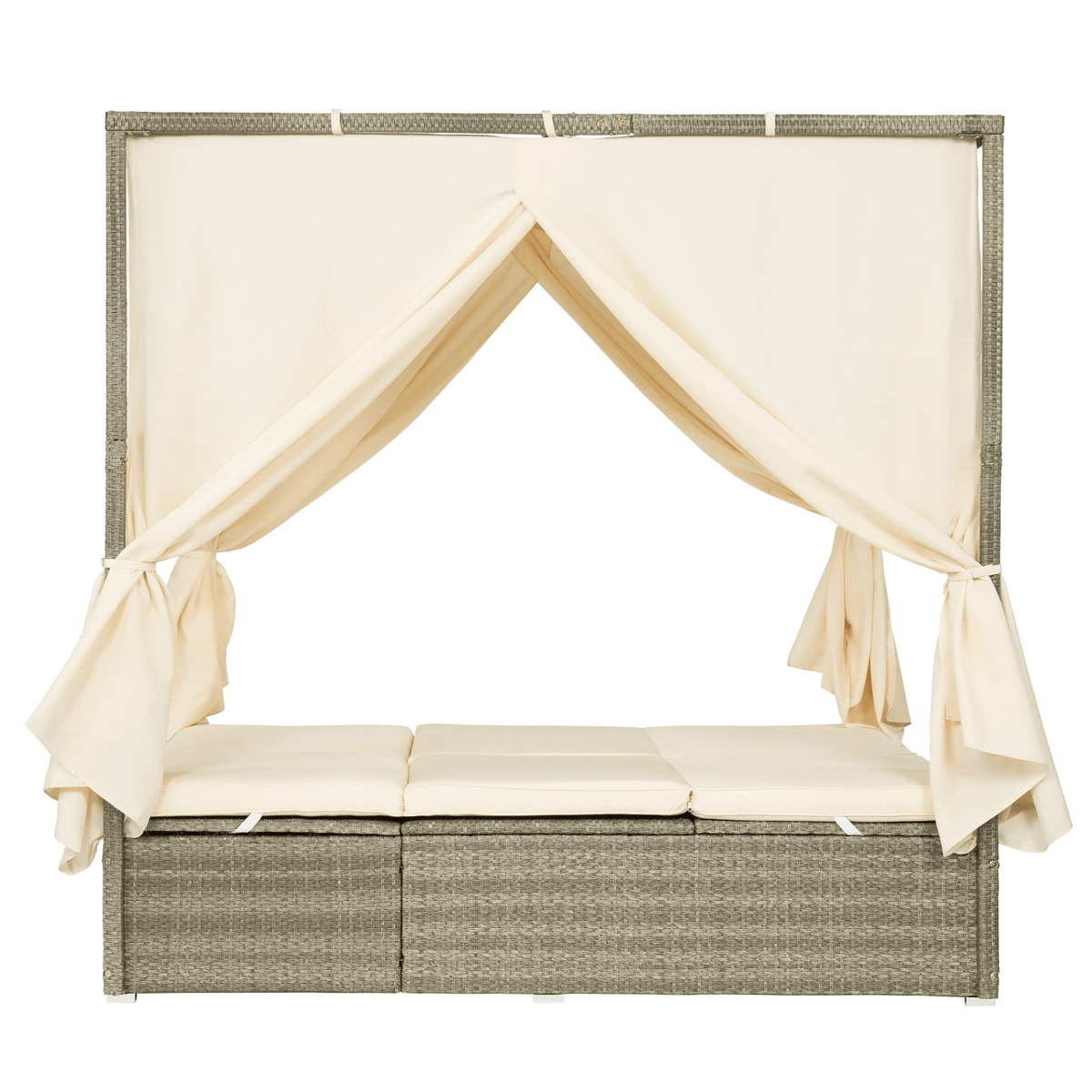 Adjustable Sun Bed with Curtain High Comfort Outdoor Lounger for Relaxation - Mervyns