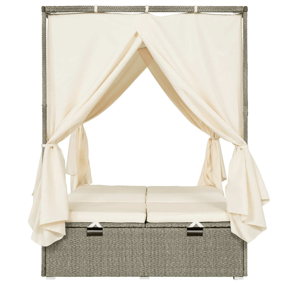 Adjustable Sun Bed with Curtain High Comfort Outdoor Lounger for Relaxation - Mervyns
