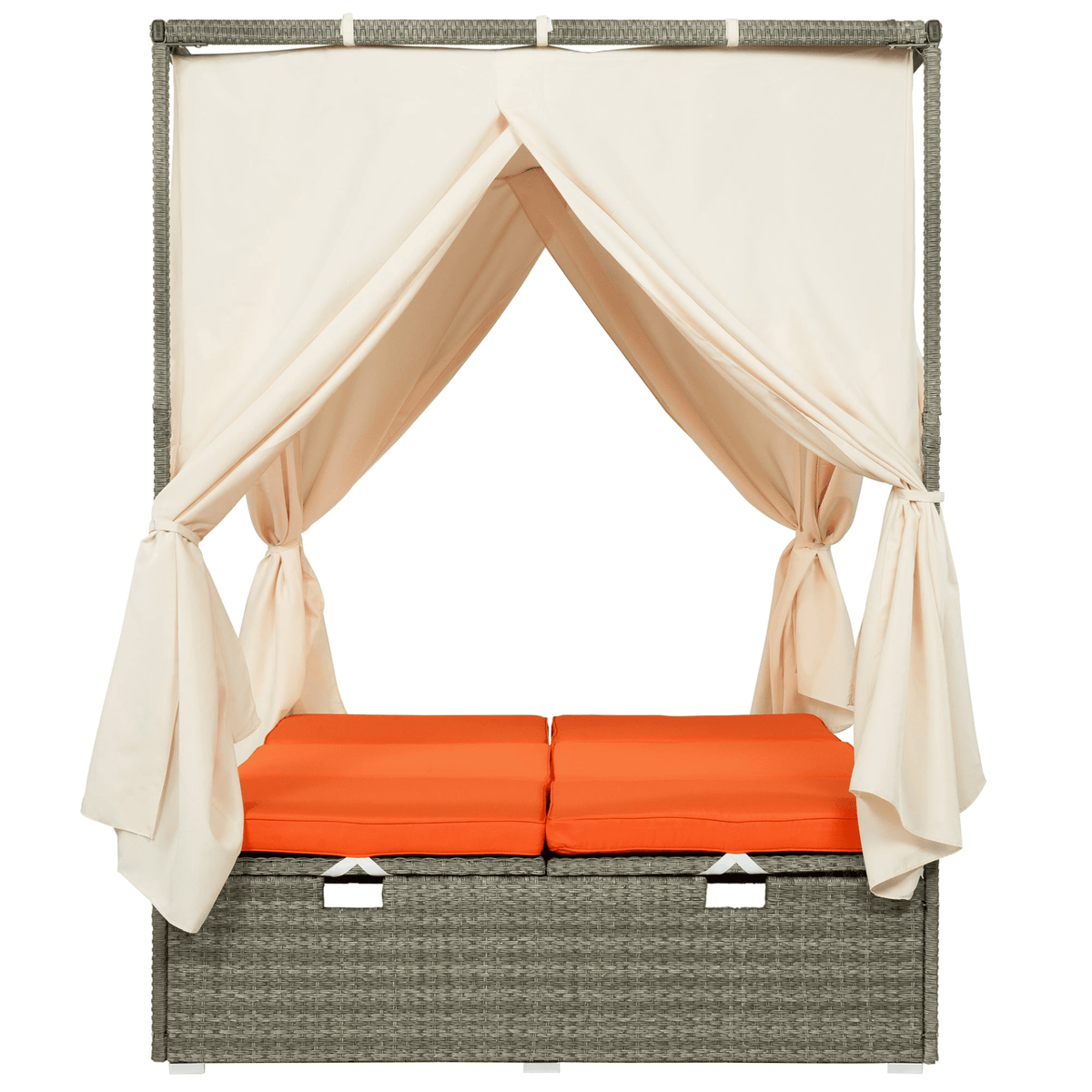 Adjustable Sun Bed with Curtain High Comfort Outdoor Lounger for Relaxation - Mervyns