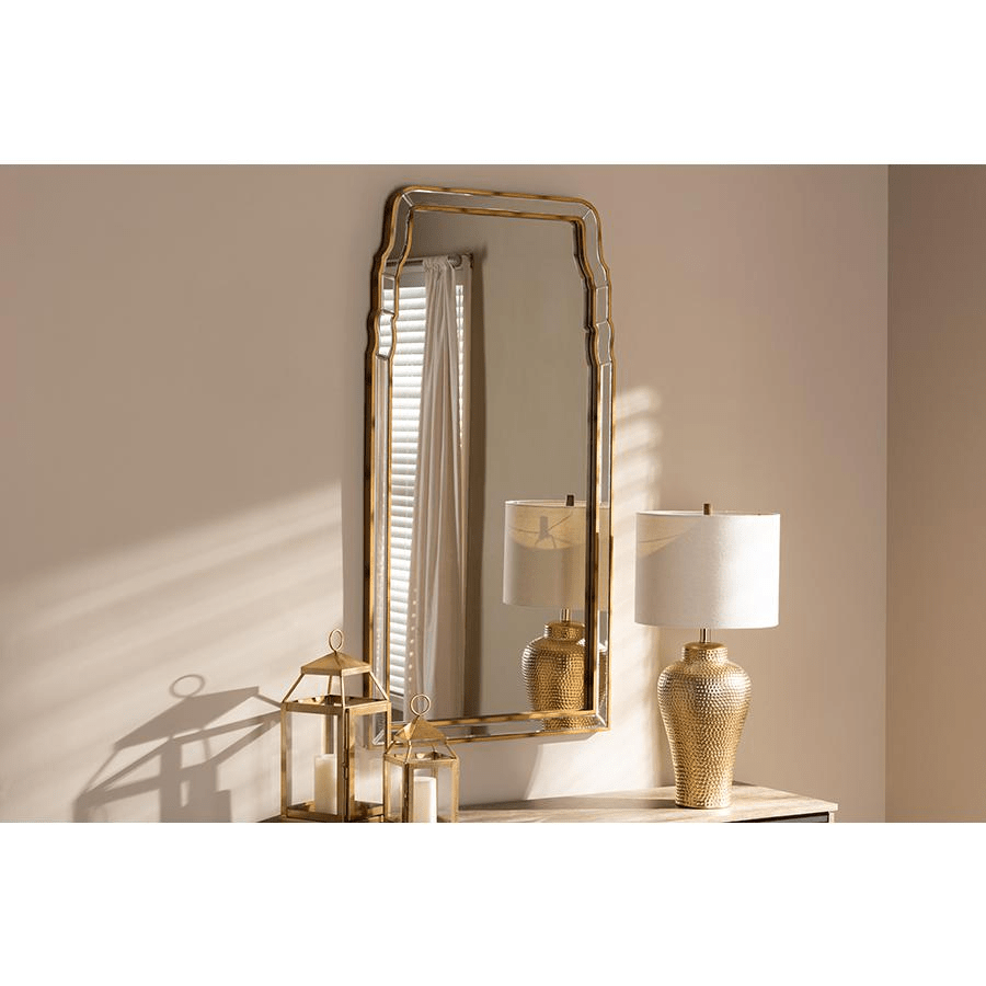 Alice Modern and Contemporary Queen Anne Style Antique Gold Finished Accent Wall Mirror - Mervyns