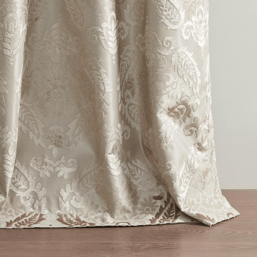 Amelia Knitted Jacquard Paisley Total Blackout Grommet Top Curtain Panel - Mervyns