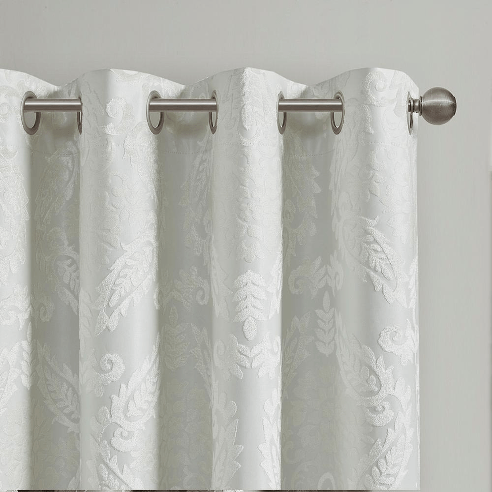 Amelia Knitted Jacquard Paisley Total Blackout Grommet Top Curtain Panel - Mervyns