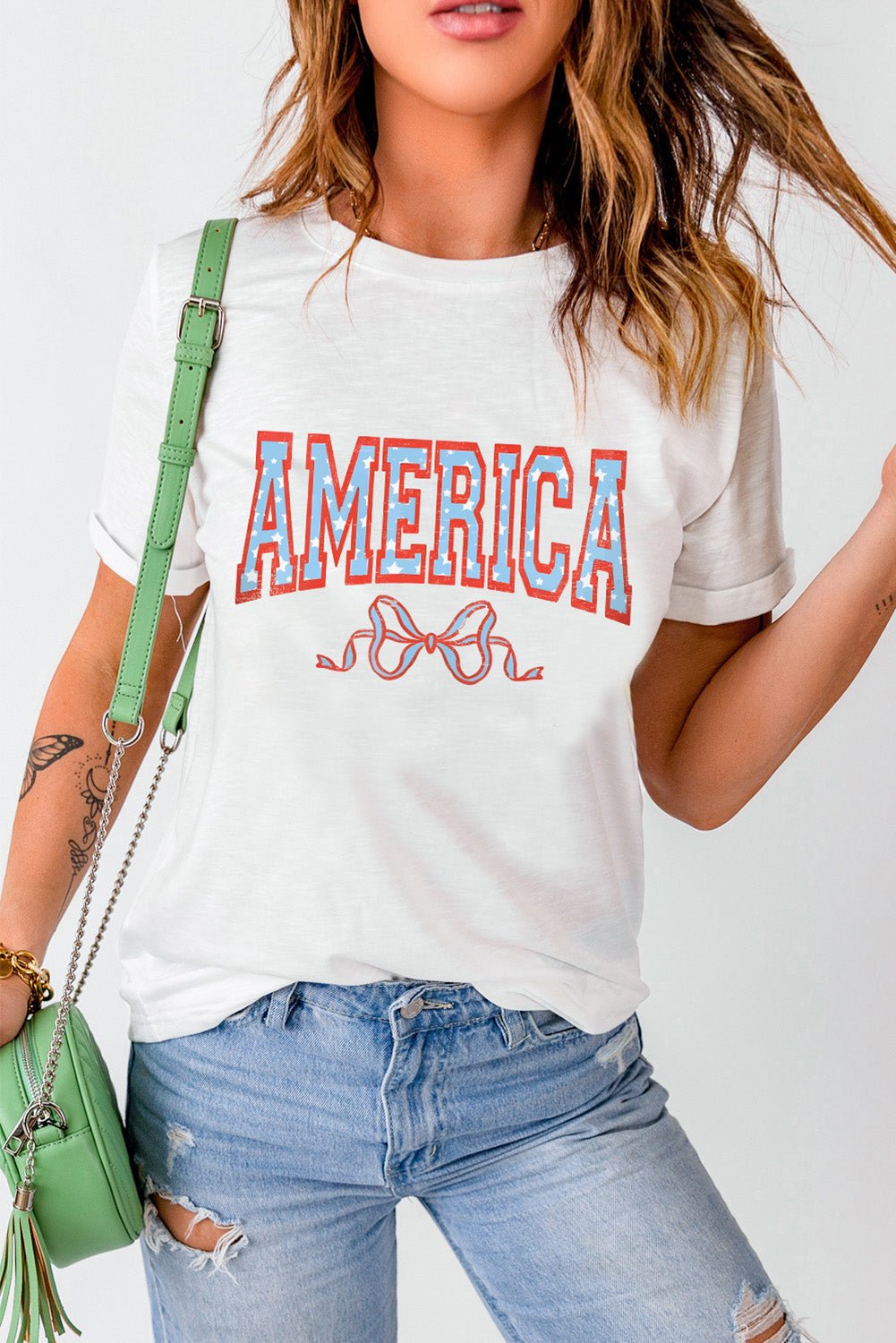 AMERICA Round Neck Short Sleeve T-Shirt - Mervyns