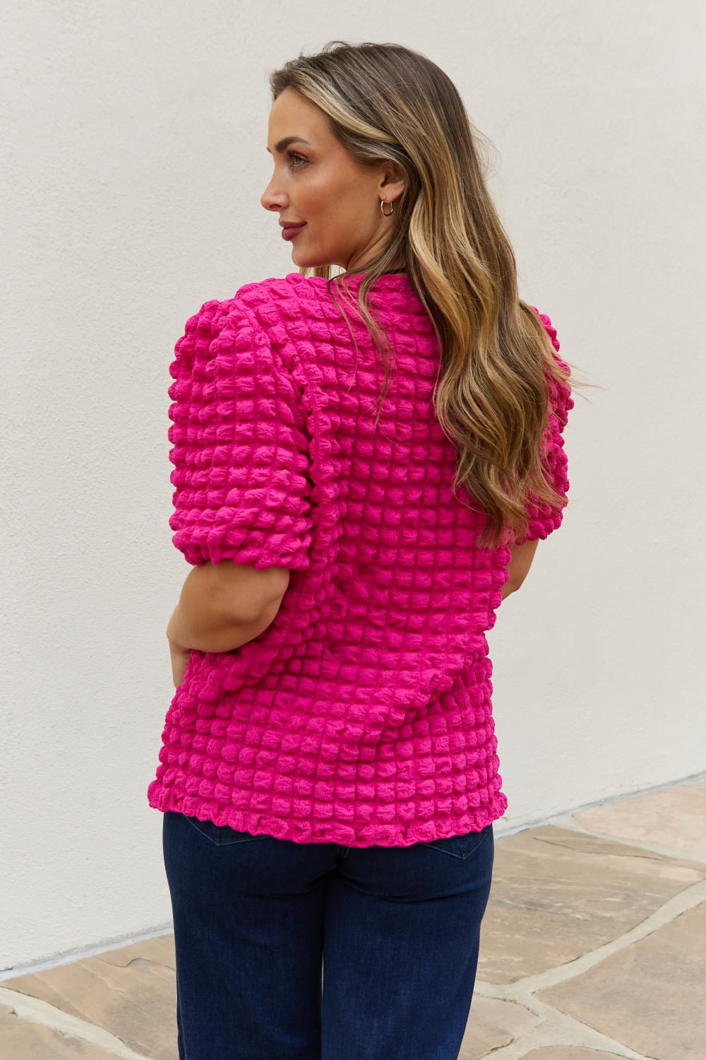 And The Why Full Size Bubble textured Puff Sleeve Top - Mervyns