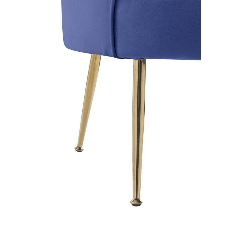 Angelina Blue Velvet Scalloped Back Barrel Accent Chair with Metal Legs - Mervyns