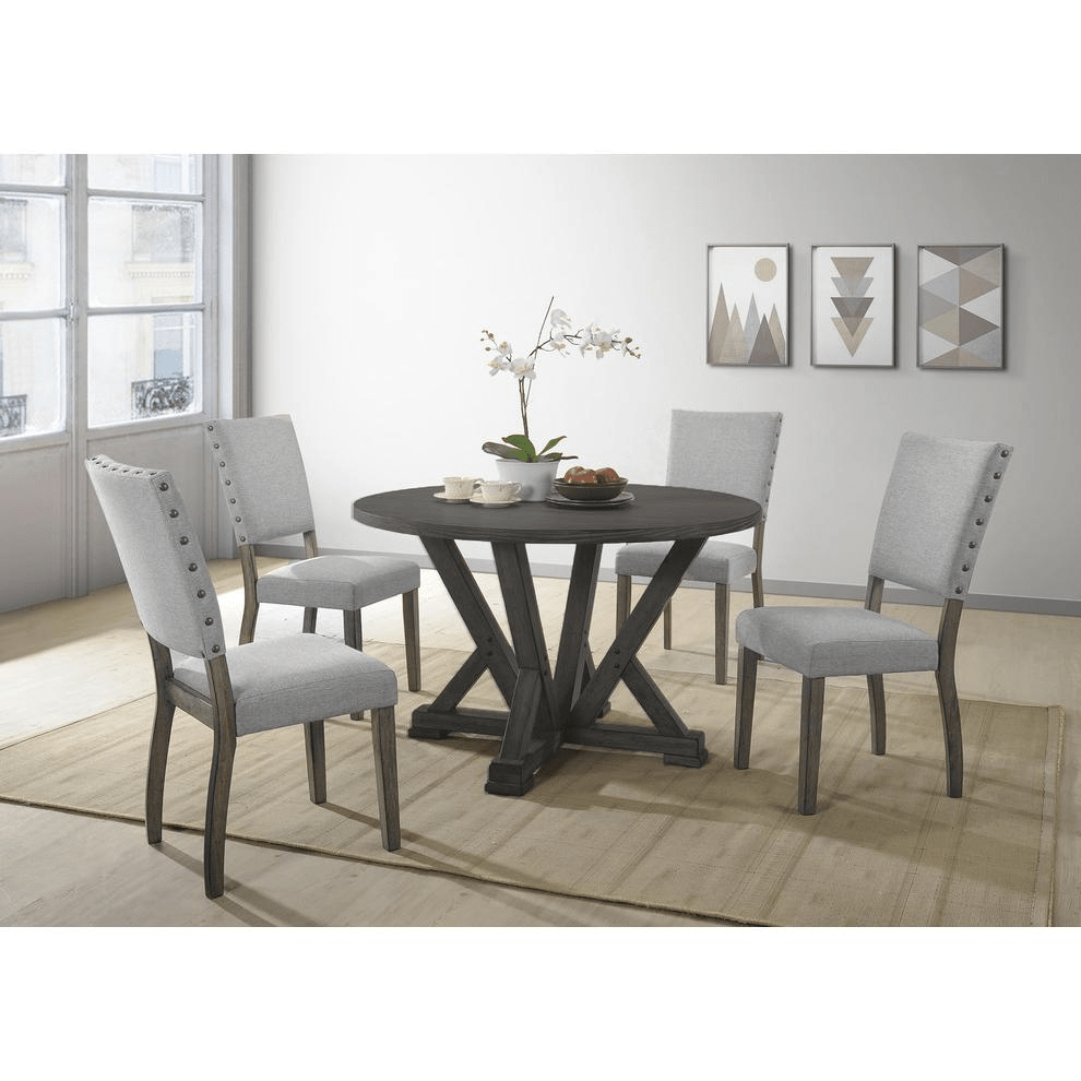 Anna Antique Rustic Gray Round Dining Table - Mervyns