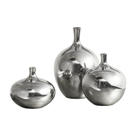 Ansen Metallic 3pcs Vase Set, Silver - Mervyns