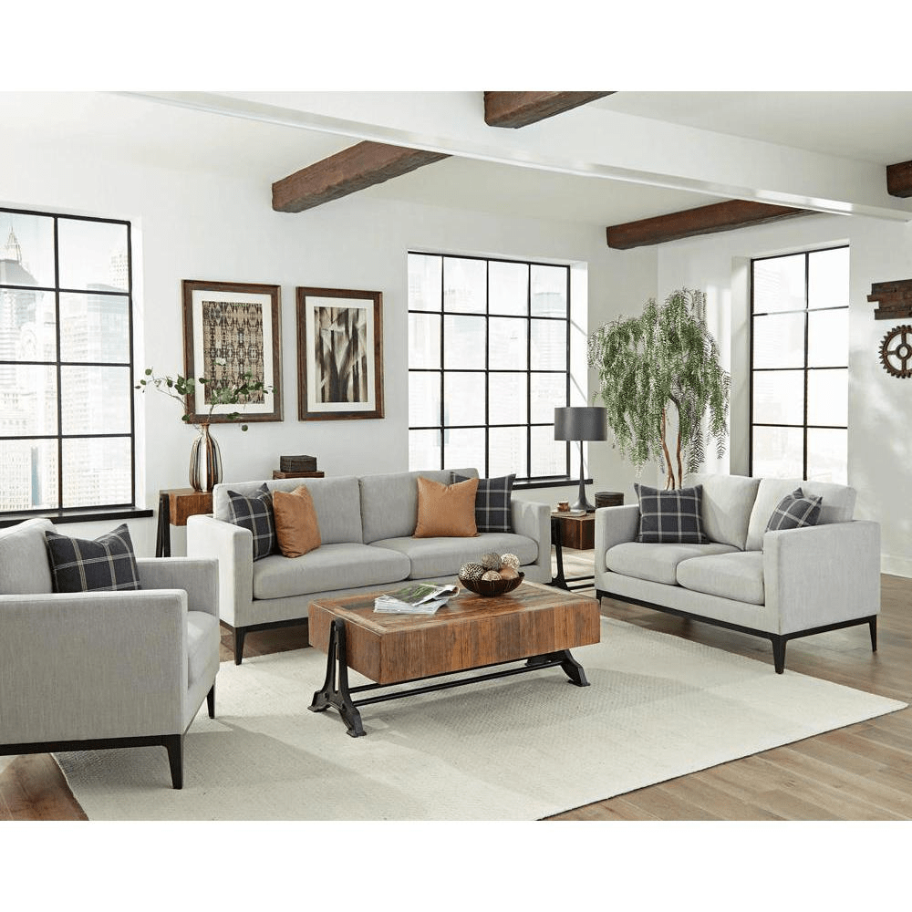 Apperson 2-piece Upholstered Track Arm Sofa Set Light Grey - Mervyns