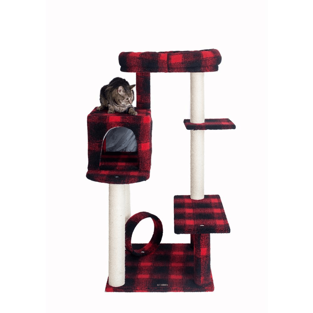 Armarkat B5008 50 - Inch Classic Real Wood Cat Tree With Veranda, Bench, MIni perch, and Spacious Lounger In Scotch Plaid - Mervyns