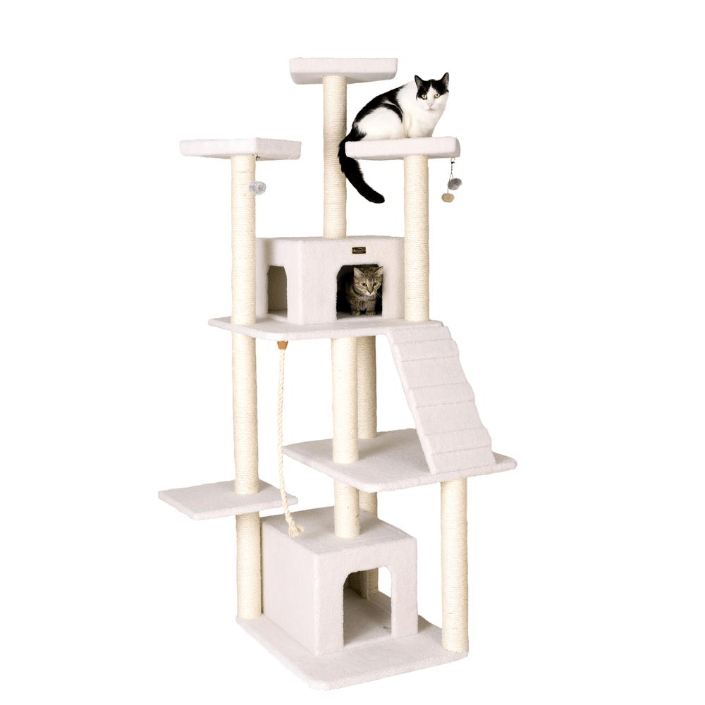 Armarkat B8201 Classic Real Wood Cat Tree In Ivory, Jackson Galaxy Approved, Multi Levels With Ramp, Three Perches, Rope Swing, Two Condos - Mervyns