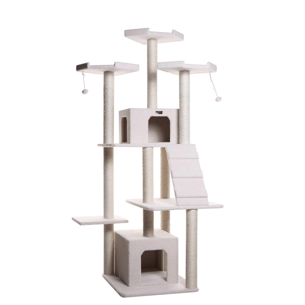 Armarkat B8201 Classic Real Wood Cat Tree In Ivory, Jackson Galaxy Approved, Multi Levels With Ramp, Three Perches, Rope Swing, Two Condos - Mervyns