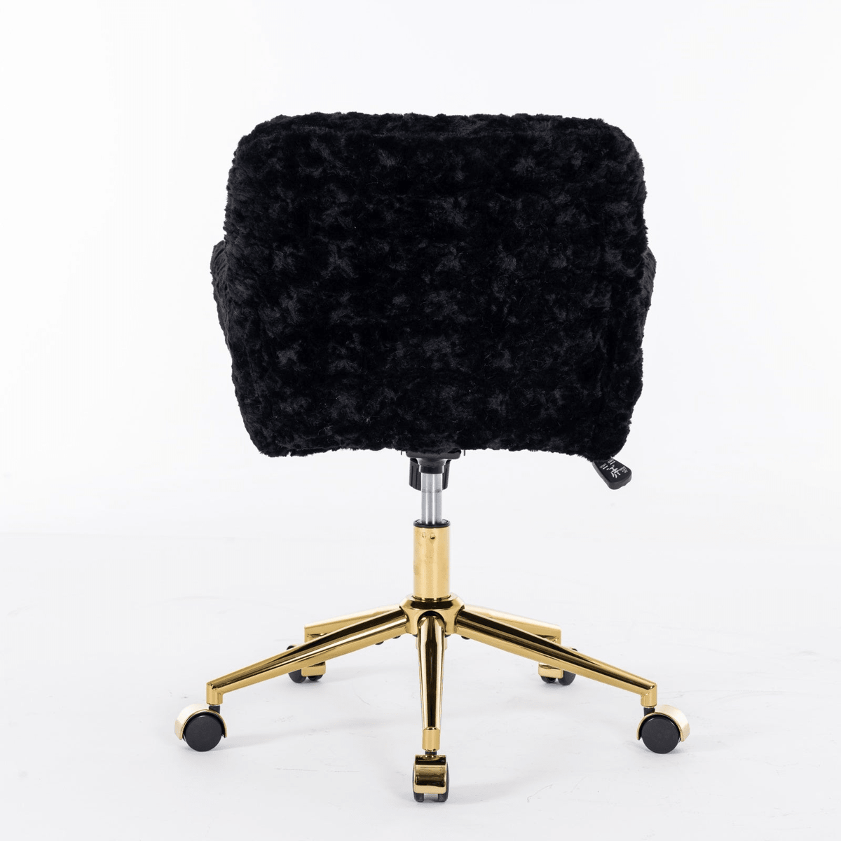 Artificial Rabbit Hair Office Chair with Golden Metal Base, Adjustable Swivel Chair - Mervyns