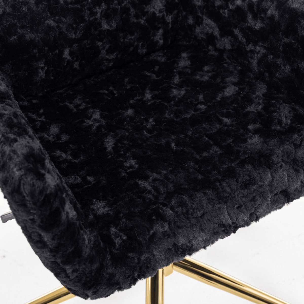 Artificial Rabbit Hair Office Chair with Golden Metal Base, Adjustable Swivel Chair - Mervyns