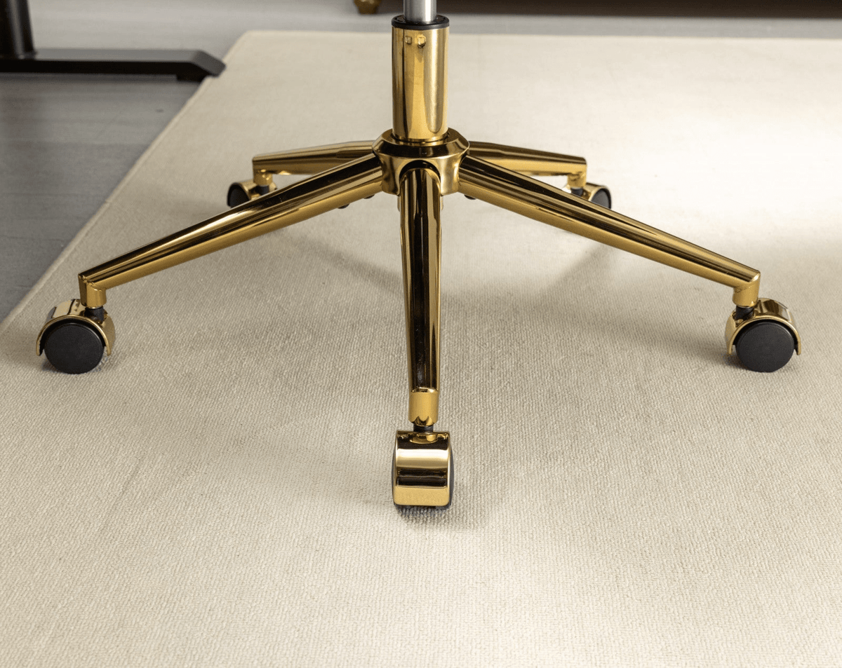 Artificial Rabbit Hair Office Chair with Golden Metal Base, Adjustable Swivel Chair - Mervyns