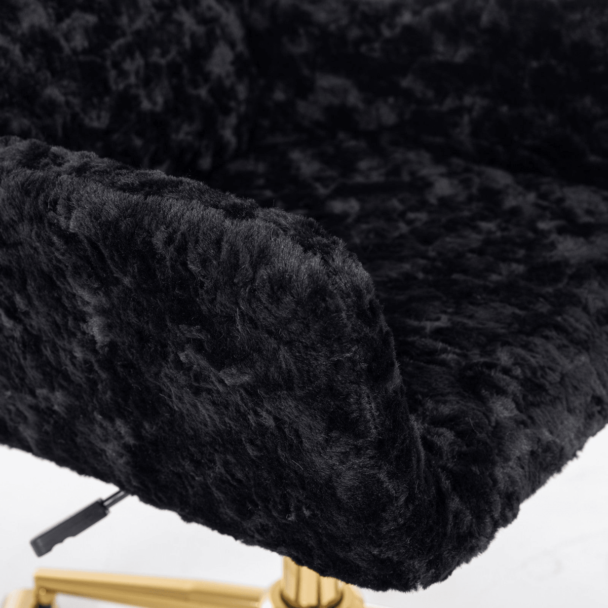 Artificial Rabbit Hair Office Chair with Golden Metal Base, Adjustable Swivel Chair - Mervyns