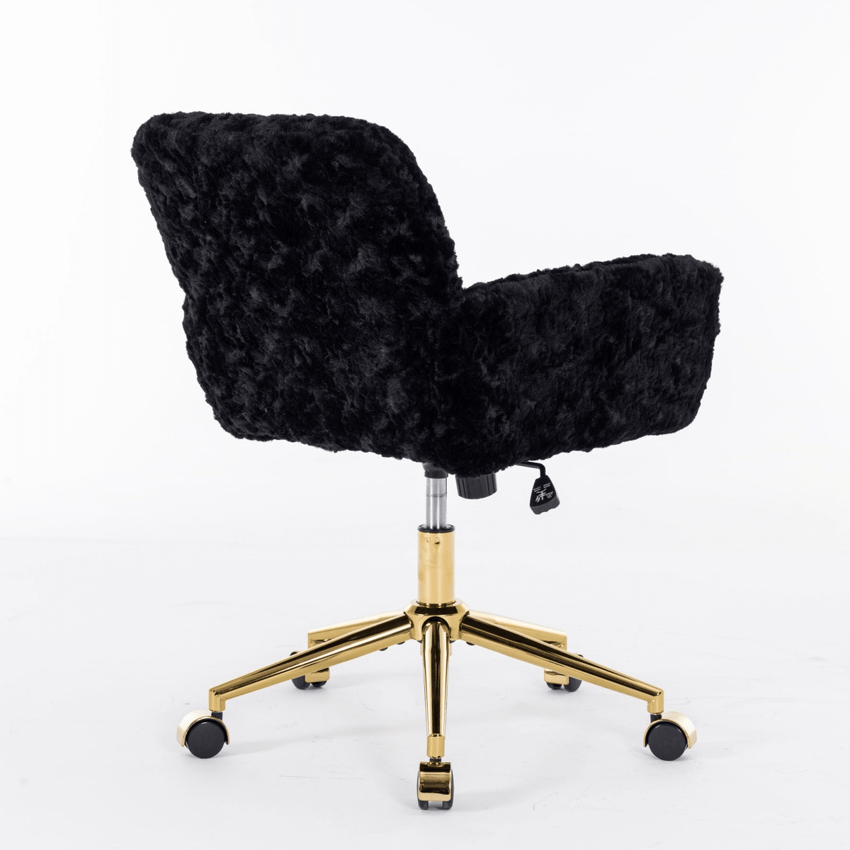 Artificial Rabbit Hair Office Chair with Golden Metal Base, Adjustable Swivel Chair - Mervyns
