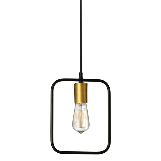 Ava 1 Light Pendant, Matte Black & VB Finish - Mervyns