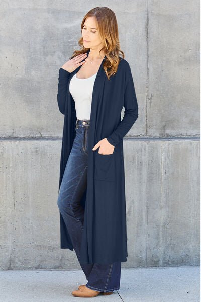 Basic Bae Full Size Open Front Long Sleeve Cover Up - Mervyns