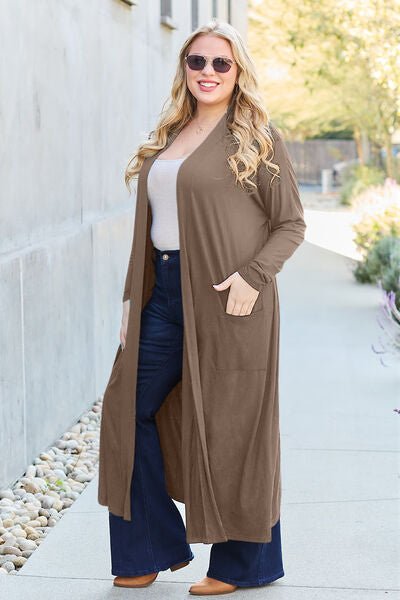 Basic Bae Full Size Open Front Long Sleeve Cover Up - Mervyns