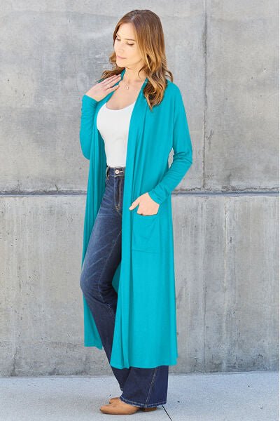 Basic Bae Full Size Open Front Long Sleeve Cover Up - Mervyns