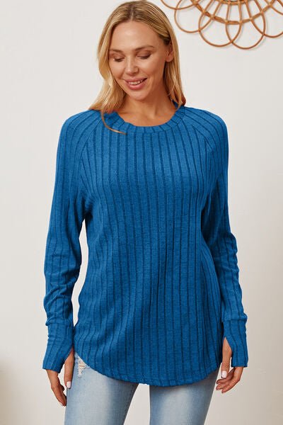 Basic Bae Full Size Ribbed Thumbhole Sleeve T-Shirt - Mervyns