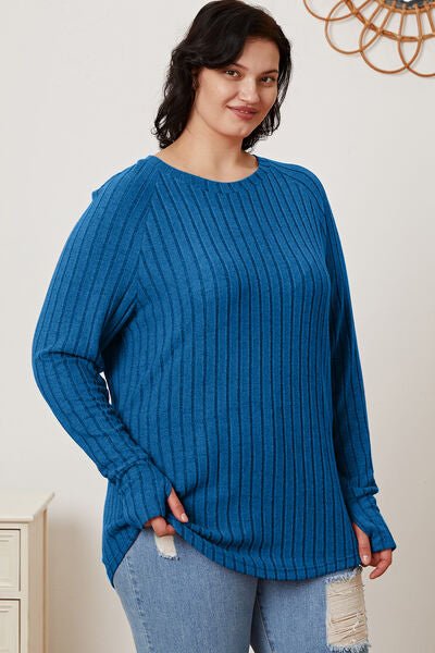 Basic Bae Full Size Ribbed Thumbhole Sleeve T-Shirt - Mervyns