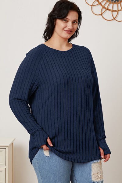 Basic Bae Full Size Ribbed Thumbhole Sleeve T-Shirt - Mervyns