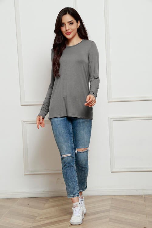 Basic Bae Full Size Round Neck Long Sleeve Top - Mervyns