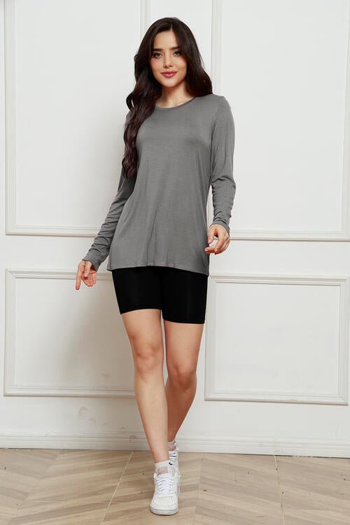 Basic Bae Full Size Round Neck Long Sleeve Top - Mervyns