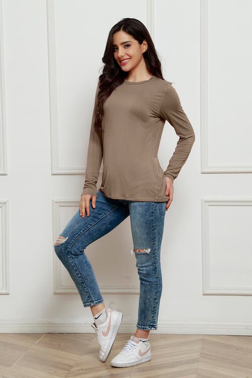 Basic Bae Full Size Round Neck Long Sleeve Top - Mervyns