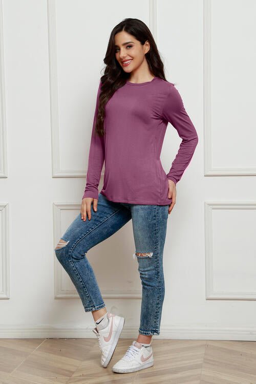 Basic Bae Full Size Round Neck Long Sleeve Top - Mervyns