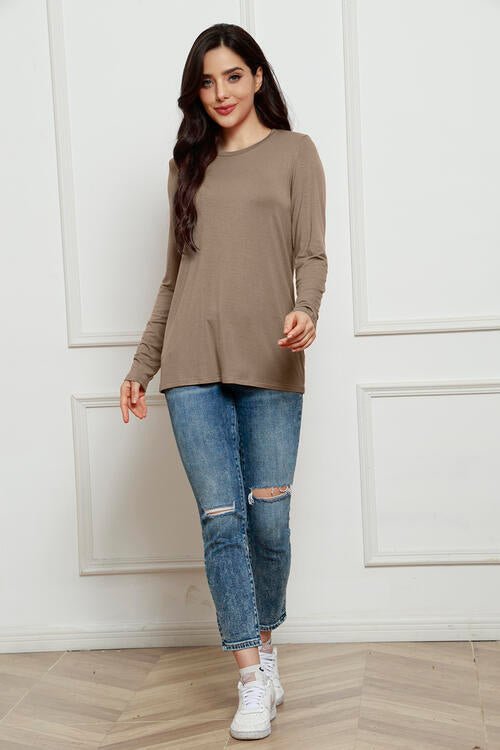 Basic Bae Full Size Round Neck Long Sleeve Top - Mervyns