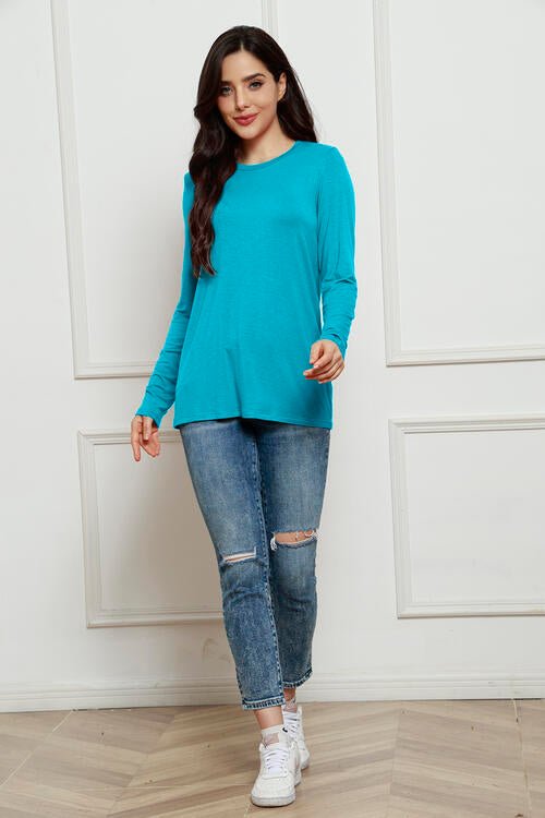 Basic Bae Full Size Round Neck Long Sleeve Top - Mervyns