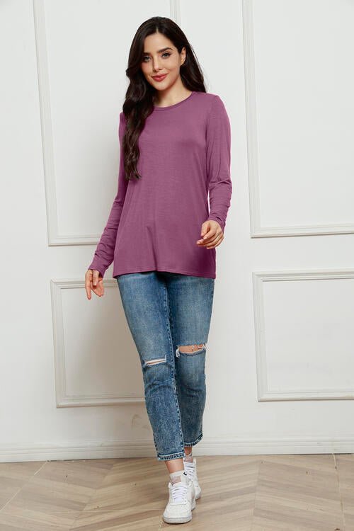 Basic Bae Full Size Round Neck Long Sleeve Top - Mervyns