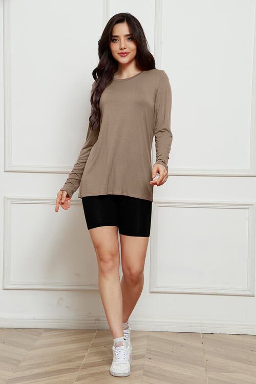 Basic Bae Full Size Round Neck Long Sleeve Top - Mervyns