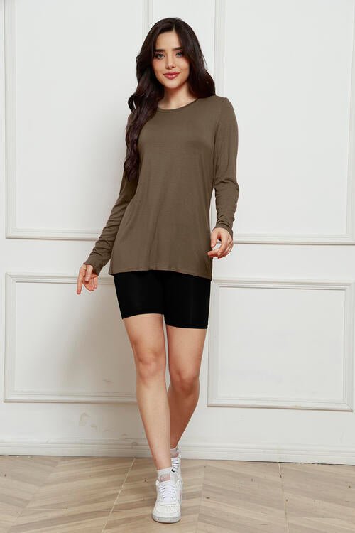 Basic Bae Full Size Round Neck Long Sleeve Top - Mervyns