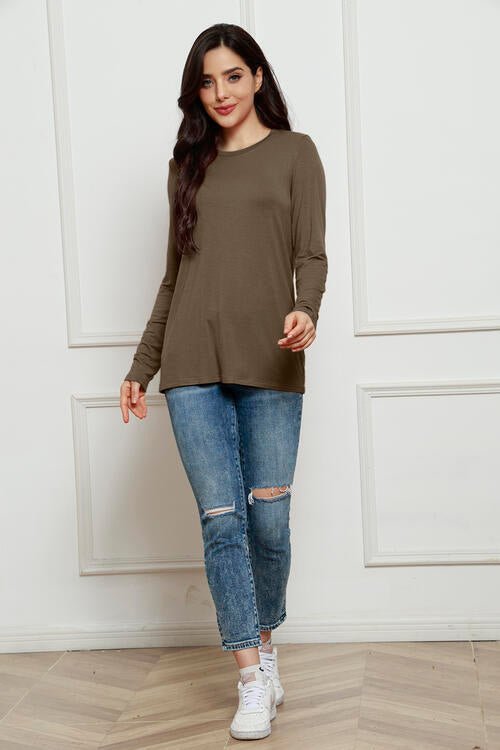 Basic Bae Full Size Round Neck Long Sleeve Top - Mervyns