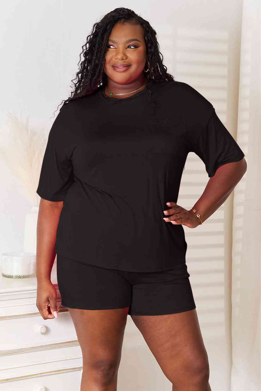 Basic Bae Full Size Soft Rayon Half Sleeve Top and Shorts Set - Mervyns