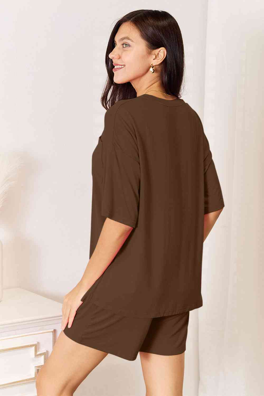 Basic Bae Full Size Soft Rayon Half Sleeve Top and Shorts Set - Mervyns