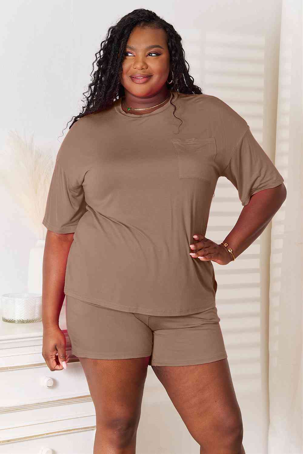 Basic Bae Full Size Soft Rayon Half Sleeve Top and Shorts Set - Mervyns