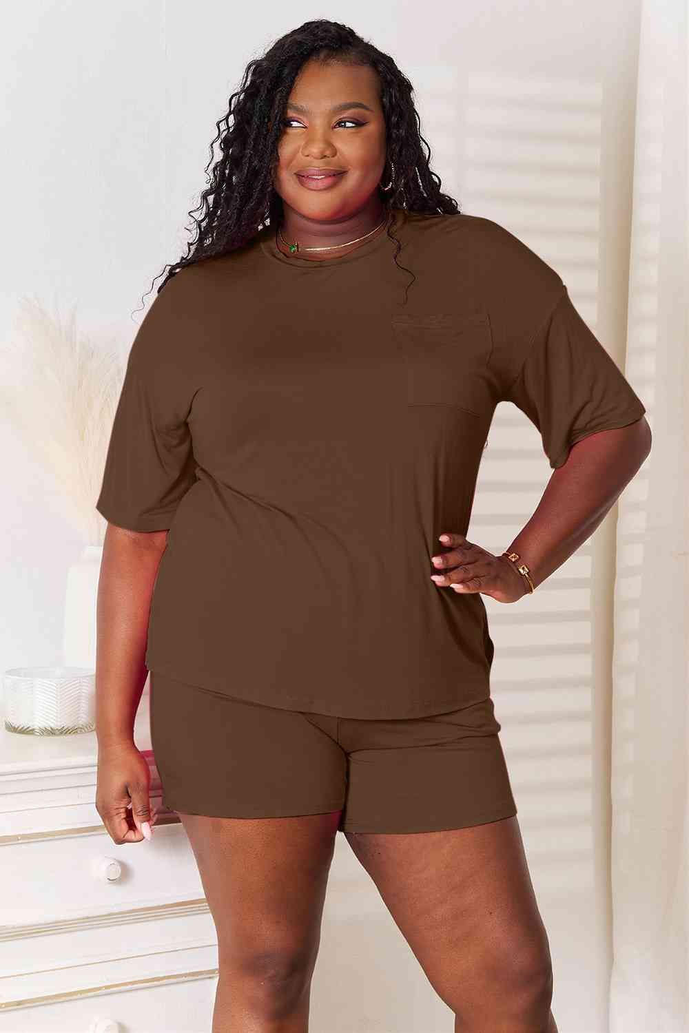 Basic Bae Full Size Soft Rayon Half Sleeve Top and Shorts Set - Mervyns