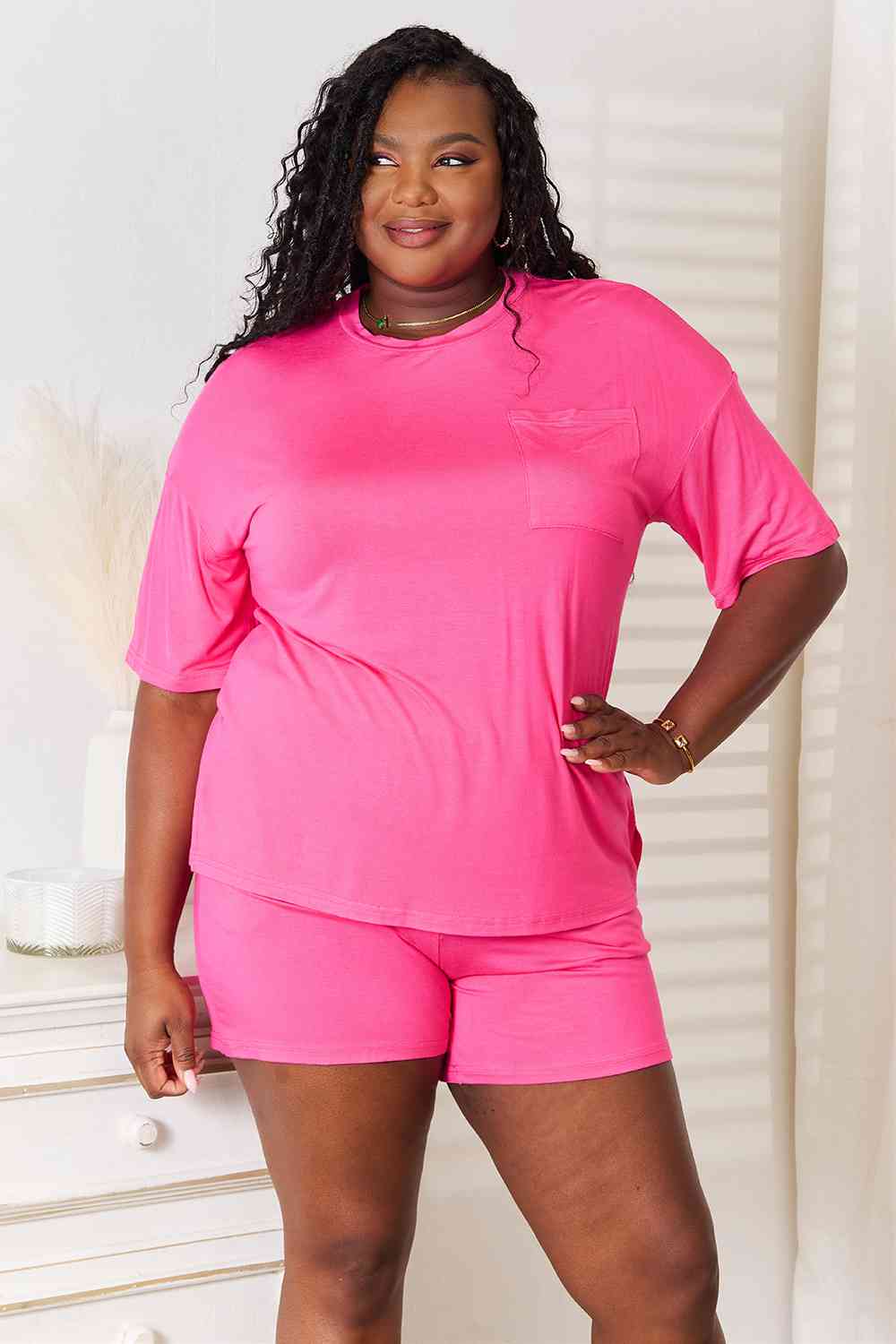 Basic Bae Full Size Soft Rayon Half Sleeve Top and Shorts Set - Mervyns