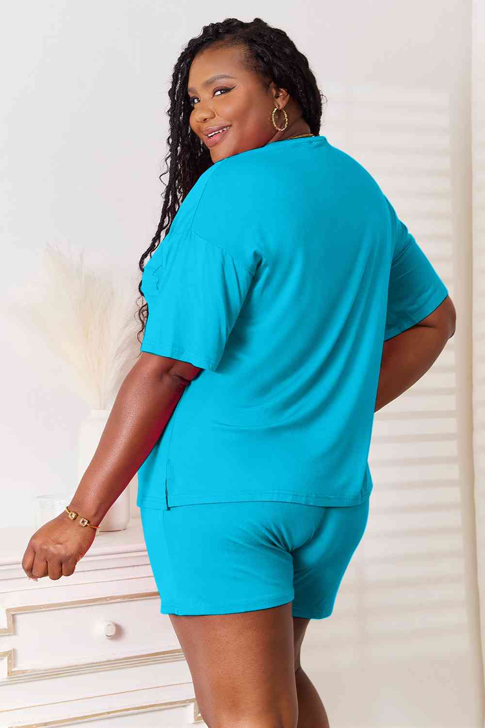 Basic Bae Full Size Soft Rayon Half Sleeve Top and Shorts Set - Mervyns