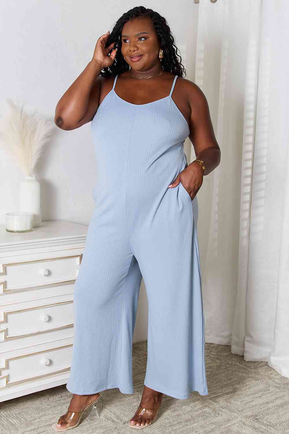 Basic Bae Full Size Spaghetti Strap V - Neck Jumpsuit - Mervyns