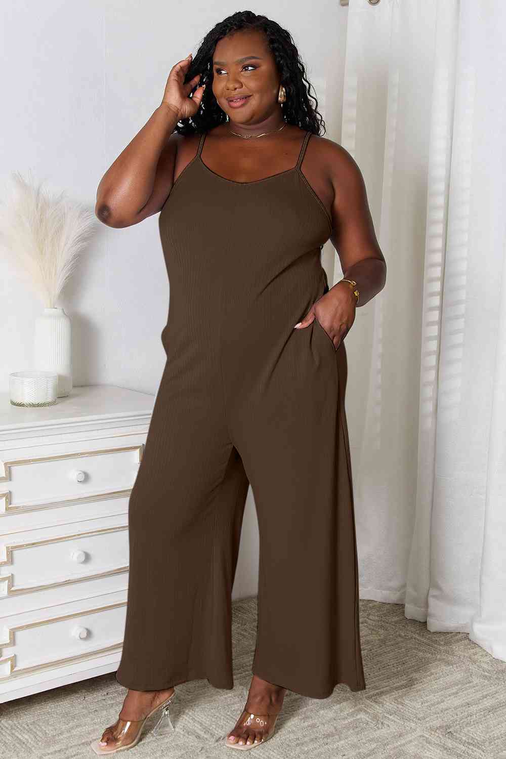 Basic Bae Full Size Spaghetti Strap V - Neck Jumpsuit - Mervyns