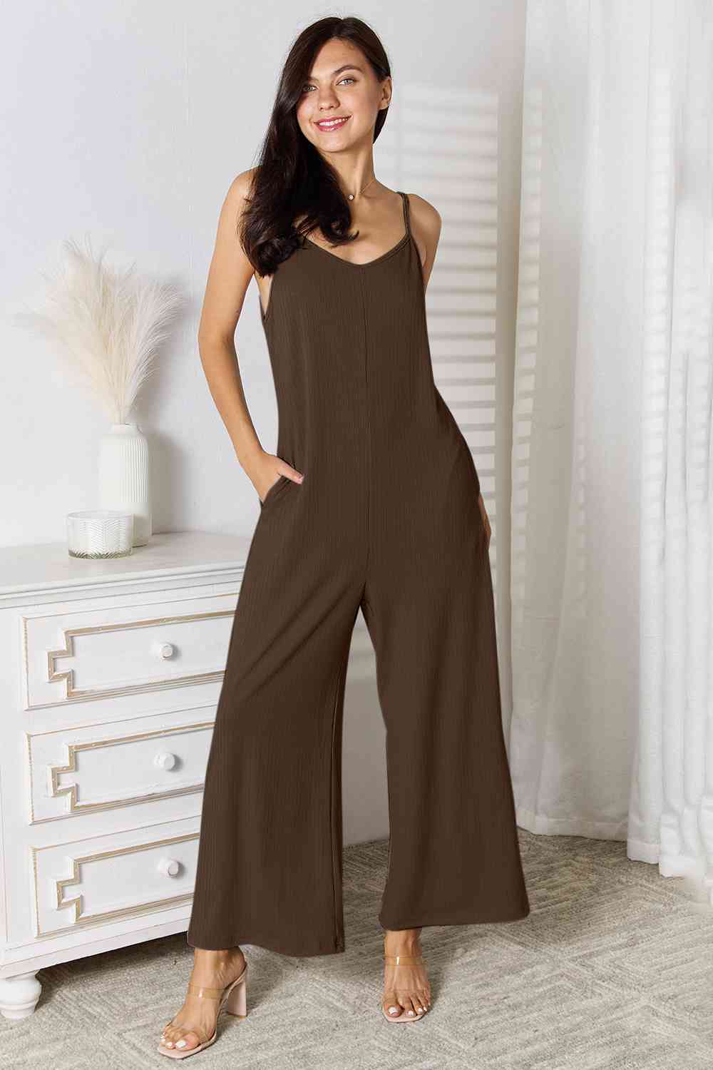 Basic Bae Full Size Spaghetti Strap V - Neck Jumpsuit - Mervyns