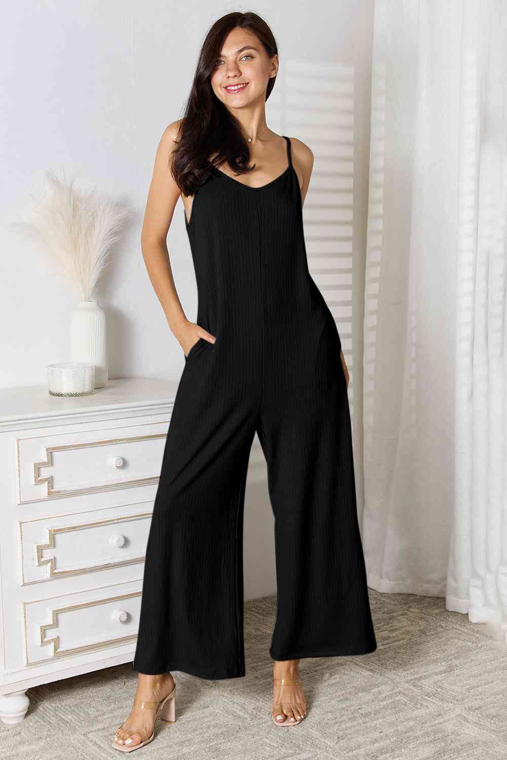 Basic Bae Full Size Spaghetti Strap V - Neck Jumpsuit - Mervyns